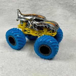 Hot Wheels Monster Jam Mega Wrex Silver Yellow Blue Tires 1/64 Scale